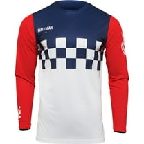 Thor 2024 Hallman Differ Cheq Offroad Motocross Dirt Bike Jersey - White/Red/Blue - Small