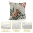 thumbnail image 4 of Linen Pillow Case Peony Bird Pattern Double Sided Decorative Cushion Cover for Sofa Bed Chair Car, 4 of 5