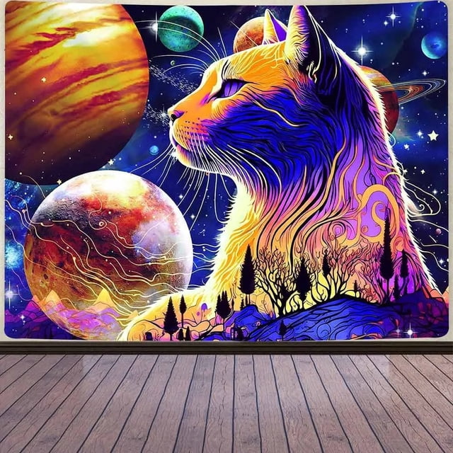 Tapestry Universe Mysterious Planet Cat, 280 x 150 cm, poliéster