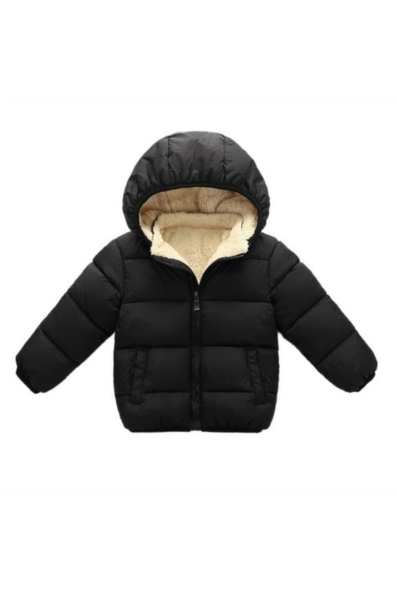 Toddler Little Boy Girl Winter Hooded Coat Fleece Lined Down Jacket for 2-6T Kids