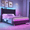 Dark Gray, variant on Blotout- Queen LED Upholstered Bed Frame with Wingback Headboard, Velvet Diamond Button Tufted Bed Frame USB & Type-C Ports and Side Pockets, Wood Slats Support, No Box Spring Needed