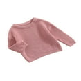 thumbnail image 2 of Infant Baby Girl Boy Knit Sweater Solid Color Oversized Crewneck Warm Pullover Sweatshrit Fall Winter Tops, 2 of 6
