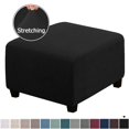 thumbnail image 2 of HLONK Square Ottoman Cover Soft  Stretch Jacquard Ottoman Slipcovers Waterproof Non Slip Footstool Protect With Elastic Bottom Machine Washable-Primary color, 2 of 7