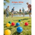 thumbnail image 3 of Family Bocce Ball Game Set 8 Large 100mm Resin Balls, Pallino, Carrying Case & Measuring Rope in 4 Bright Colors, 3 of 10