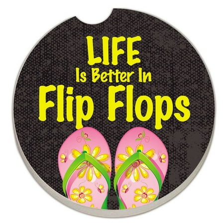 - CounterArt Absorbent Stone Life Is Better in Flip Flops Car Coaster (Set of 2)