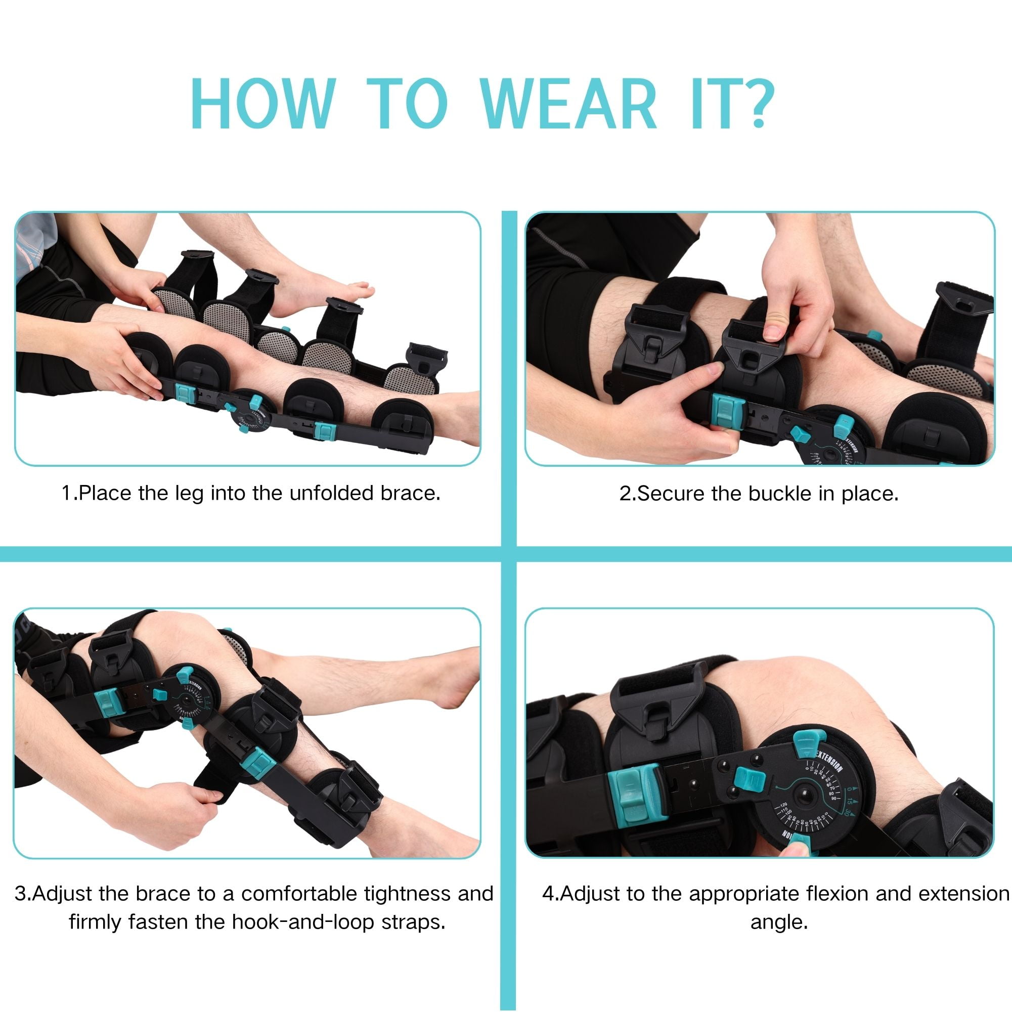 Hinged ROM Knee Brace - Carbon Fiber Post Op Knee Immobilizer Lightweight Adjustable Leg Braces Medical Orthopedic Support for ACL, PCL, MCL Injury & After Surgery for Women & Men