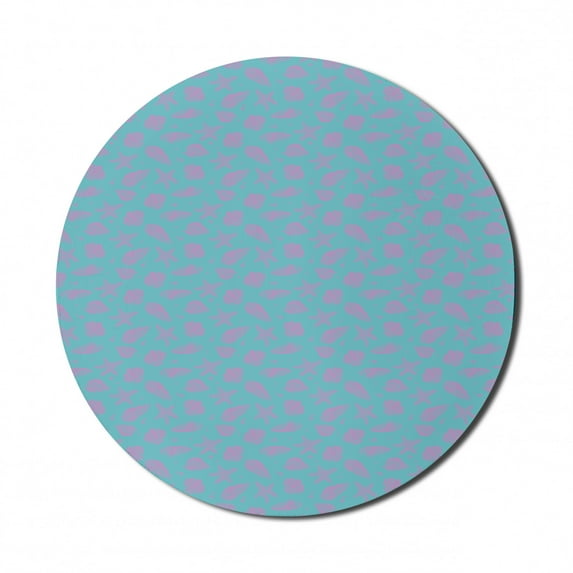 Nautical Mouse Pad for Computers, Interpretation of Various Seashells in Pastel Tones Underwater Elements, Round Non-Slip Thick Rubber Modern Mousepad, 8" Round, Pale Lilac Seafoam, by Ambesonne