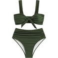 thumbnail image 4 of High Waisted Bikini Sets for Women Swim Suits 2026 Tummy Control Ruched Bikini Two Piece Bathing Suit Swimwear Army Green L, 4 of 5
