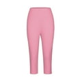 thumbnail image 4 of Capri Leggings for Women Clearance Comfort Tummy Control Stretch Leggings for Women Elastic Waistband Running High Waisted Workout Leggings for Women with Pockets Gym Workout Pink 3XL, 4 of 6