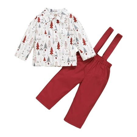 

Ozmmyan Christmas Toddler Clothes Christmas New Baby Children European And American Children s Clothing Christmas Tree + Two-piece Strap on Clearance