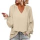 thumbnail image 2 of Puntoco Mujer Moda Color Sólido Cuello En V Cómoda Camiseta Suelta Manga Larga Blusa Casual tops Puntoco Puntoco-4310, 2 of 6
