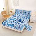 thumbnail image 2 of Homewish Cartoon Pet Cat Bed Sheets,Dreamy Floral Plant Full Size Sheets,Blue,4-Piece,1 Flat Sheet, 1 Fitted Sheet and 2 Pillowcases, 2 of 6