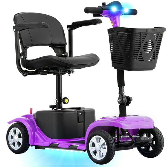 Aoemoe 4 Wheel Mobility Scooter for Seniors, Foldable Powered Mobile Wheelchair for Adult 300lbs, Purple