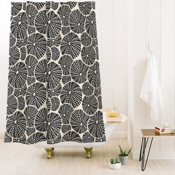 Society6 Heather Dutton Bed Of Urchins Ivory Charcoal Shower Curtain 71" x 74"