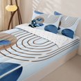 thumbnail image 3 of jejeloiu Nautical Abstract Zipper Twin Comforter Sets with Fitted Sheet and 2 Pillowcases For Men Women,Modern Aesthetic Art Zipper Bedding Set,Blue Brown,Reversible,4-Piece, 3 of 7