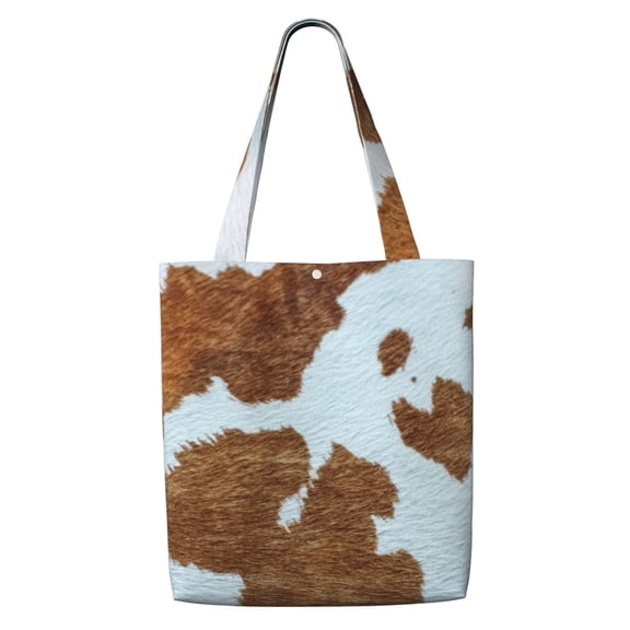 Women Canvas Tote Bag Lady Shoulder Shopping Bag Crossbody Bag Casual Handbag Shopping Work School Brown Spotted Cow Hide