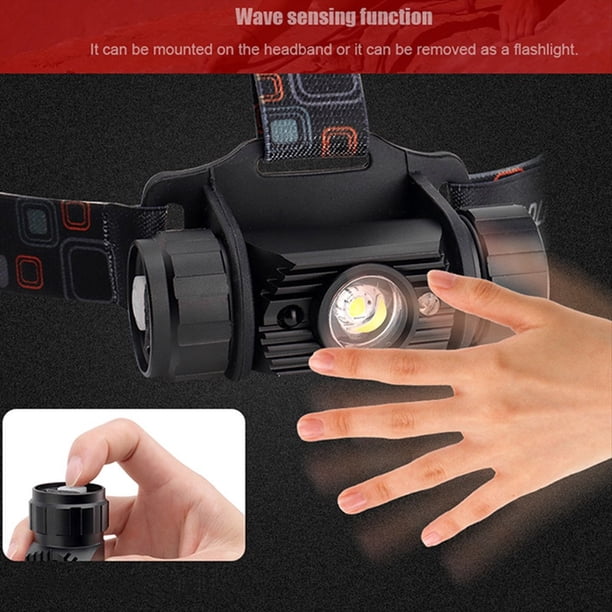 LED Recargable, Sensor de Movimiento, Diadema Ajustable, para Adultos, Acampar Al Aire Libre, Correr, Montar