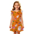 thumbnail image 5 of HNMKIU Halloween for Girls Flutter Sleeve Nightgown Summer Casual Cartoon Digital Print Dress Orange - 5-6 Years, 5 of 5