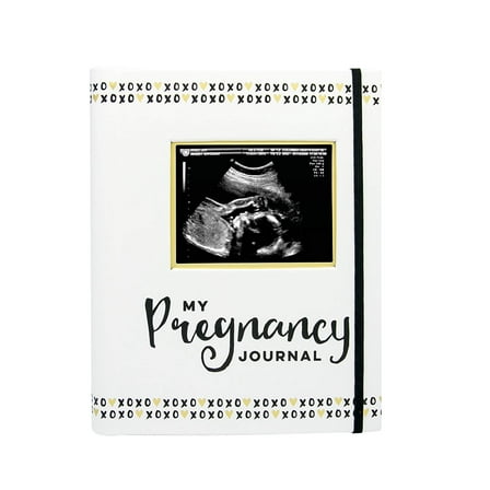 Pearhead My Pregnancy Journal Book, White, Gold and Black