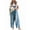 Blue, variant on Women Loose Adjustable Strap Denim Bib Overall Jeans Distressed Wide Leg Baggy Overalls Jumpsuit Blue M