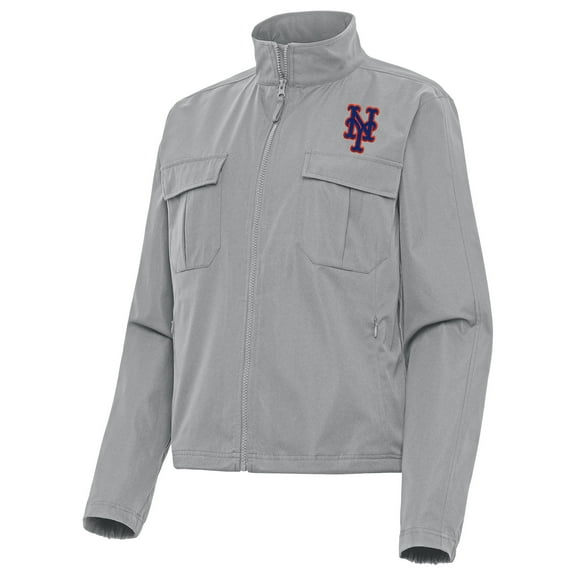 Women's Antigua Gray New York Mets Even Par Full-Zip Jacket