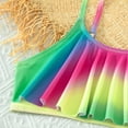 thumbnail image 3 of Povozer Girl's Cute Two Piece Swimsuit V Neck Spaghetti Strap Wireless Bikini Set (Green, 7-8 Years), 3 of 5