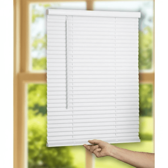 1-Inch Vinyl Cordless Mini Blind for Windows and Doors, 18x36 Inches, Light Filtering White Window Treatment for Home and Office Interior