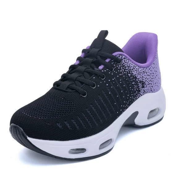 AOV Womens Running Shoes Slip on Tennis Athletic Walking Shoes Lightweight Comfortable Gym Workout Jogging Sport Sneakers BlackPurple US 6.5