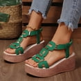 thumbnail image 5 of Bnwani Platform Sandals,Women's Sandals,Wedge,Open Toe,Casual,Cutout,Green,6.5, 5 of 9