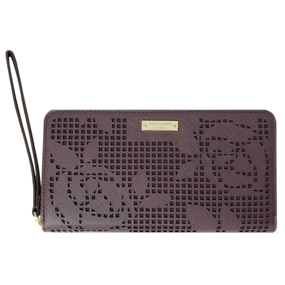Kate Spade New York Zip Wristlet Wallet & Apple iPhone XS Max, iPhone XS, iPhone XR Case - Perforated Rose Mahogany