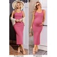 thumbnail image 4 of Ekouaer Women Tank Maternity Dress Sleeveless Ribbed Pregnancy Dresses Round Neck Pregnant Loungewear, 4 of 5