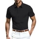 thumbnail image 2 of Playera Elvqul Caballero Casual Gym Negro Liso Manga Corta Solapa Botones, 2 of 3