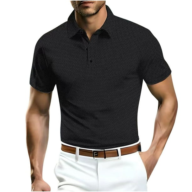 Camisas de Manga Corta de los Hombres Casual Malla de Hielo Seda de Manga Corta Cuello Color Sólido Camisa Poliéster, Verano Transpirable Moda Superior para Hombres