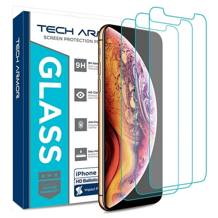 Tech Armor Ballistic Glass Screen Protector Designed for Apple iPhone 11 Pro , iPhone Xs and iPhone X 5.8 Inch 3 Pack Tempered Glass 2019