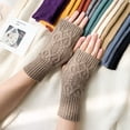 thumbnail image 1 of Guantes de punto de media sección para mujer, lindos guantes de invierno con dedos abiertos, guantes de lana para parejas de hombres y mujeres para estudiantes, 1 of 6