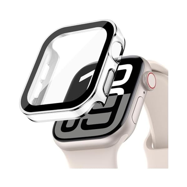 wonima44 Screen Protector for Apple Watch Case Cover Series 10 9 SE 8 7 6 5 4 40mm 44mm 41mm 45mm 42mm 46mm Tempered Glass Waterproof PC Protective Bumper Face for iwatch SE2 gen2 Women Men