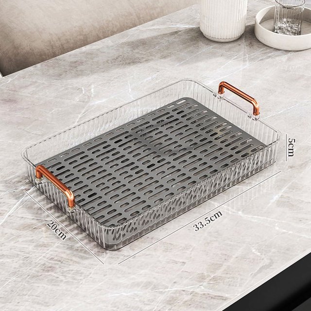 Bandeja de té para el hogar, sala de estar, mesa de remojo en seco, juego de té de lujo ligero, portavasos para taza de té, taza de agua, bandeja de drenaje rectangular de doble capa