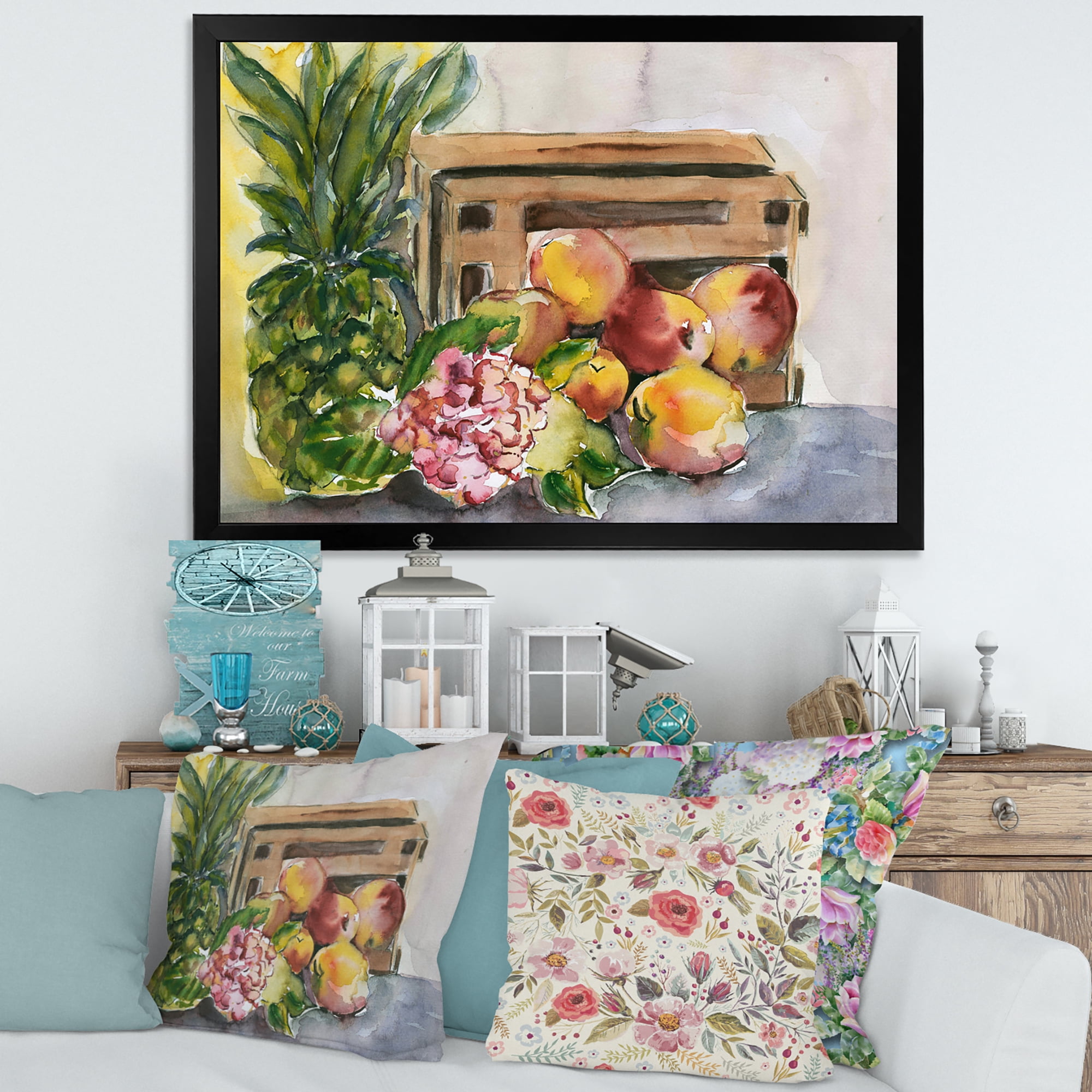 Designart 'Historic Fruits V' Farmhouse Framed Art Print