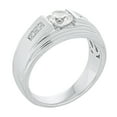 thumbnail image 2 of Jay Heart Designs 925 Sterling Silver Simulated White Diamond Round Center Men\\\'s Ring, 2 of 3