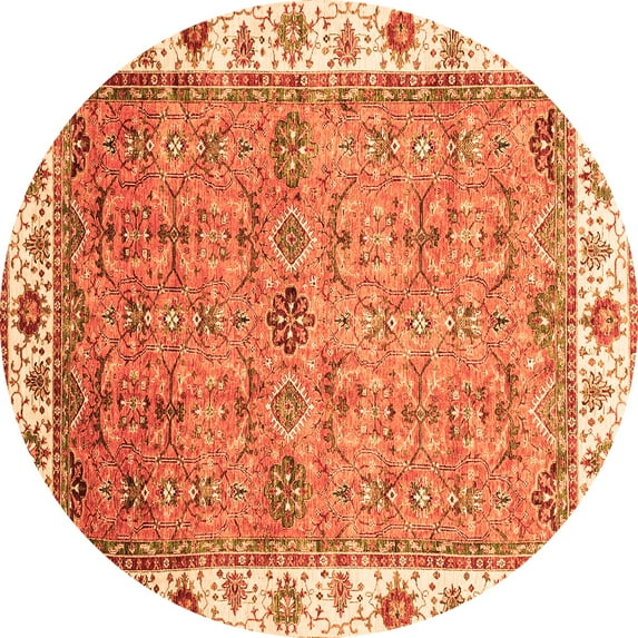 Ahgly Company Indoor Round Oriental Orange Traditional Area Rugs, 5' Round