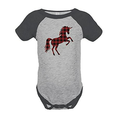 

7 ate 9 Apparel Kids Plaid Unicorn Onepiece Grey