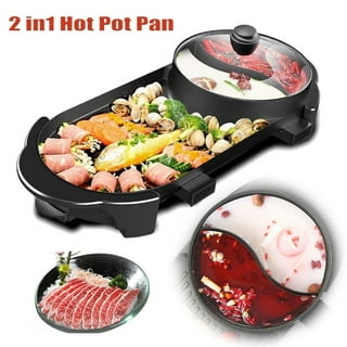 SEAAN Electric Grill Indoor Hot Pot Multifunctional, Indoor Teppanyaki Grill/ Shabu Shabu Pot with Divider - Separate Dual