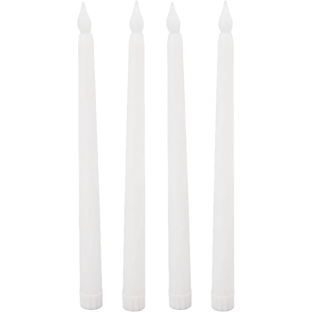 4 Velas Cónicas sin Llama de 10 Pulgadas Velas LED Largas Velas Cónicas LED Eléctricas Alimentadas por Batería Luz Cálida para Navidad Vacaciones Bodas Cumpleaños (Blanco)