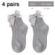 thumbnail image 2 of Calcetines para bebés y niñas, calcetines de vestir transpirables de malla con lazo para niños pequeños, calcetines de uniforme para niños, color sólido, 4 pares, 2 of 7
