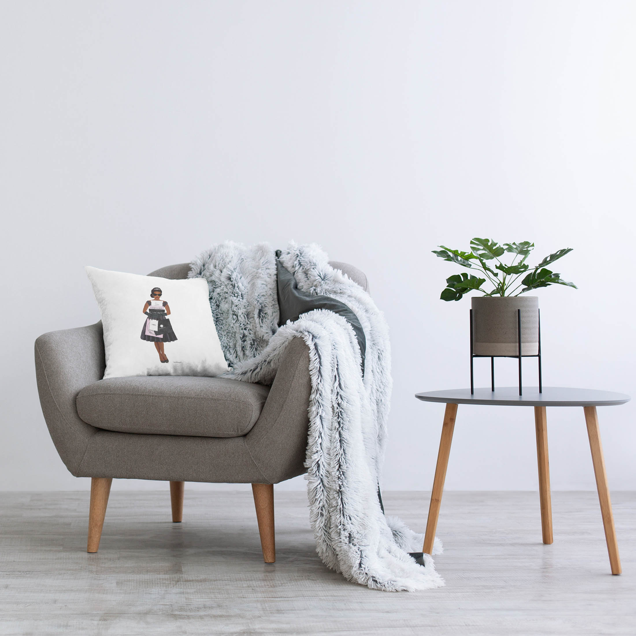 Stupell Industries Fashion Brand Shopping Girl Printed Throw Pillow Design by Amanda Greenwood