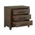 thumbnail image 3 of Wyn 27 Inch Nightstand- 3 Drawers- Nickel Handles- Brushed Walnut Brown, 3 of 6