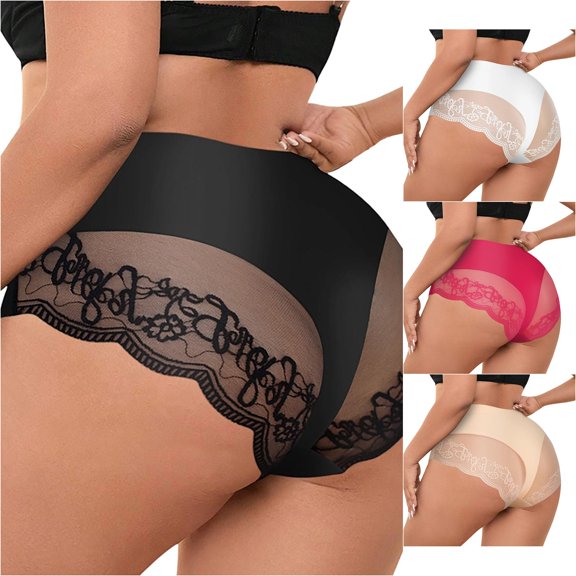 TIANZEN Plus Size Lace Triangle Panties Soft Breathable Underwear Comfort Fit Daily Wear High Cut Bikini Panties for Women