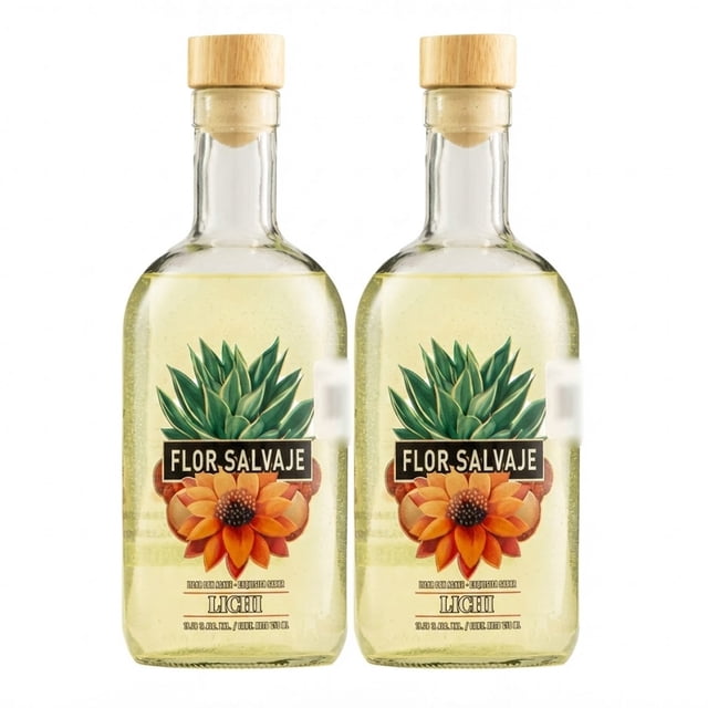 Duo Pack Licor De Agave Flor Salvaje Lichi 750 Ml Flor Salvaje Licor de Agave