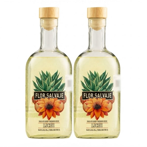 Duo Pack Licor De Agave Flor Salvaje Lichi 750 Ml Flor Salvaje Licor de Agave