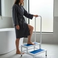 thumbnail image 2 of Double Step Stool with Handrail Heavy Duty Non Slip Bath 2 Step Bedroom Blue NEW, 2 of 8